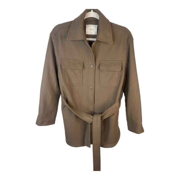 Aritzia Wilfred Coat Rialto Shirt Jacket Belted 72% Wool Shacket Tan Size XS - Picture 9 of 15